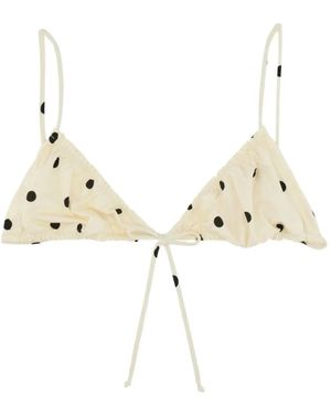 Mc2 Saint Barth Gerüschtes Bikinioberteil mit Polka Dots - Mettallic