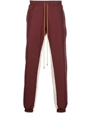 Rhude Logo-Patch Stripe-Detail Trackpants - Red