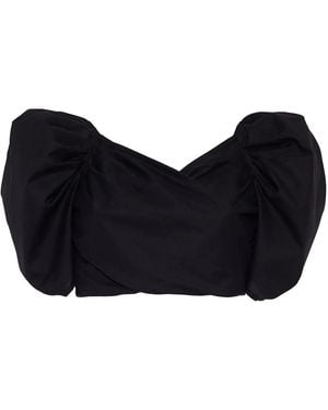 Cara Cara Puff-Sleeve Wrap Top - Black