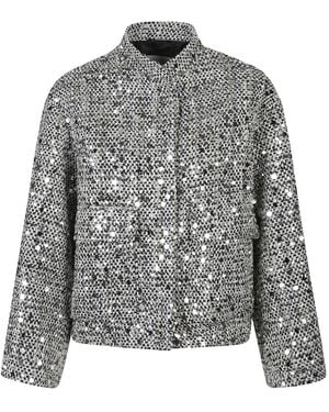 ERMANNO FIRENZE Sequin-Embellished Tweed Jacket - Grey