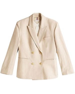 Tommy Hilfiger Blazer Met Dubbele Rij Knopen - Naturel