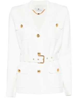 Elisabetta Franchi Cardigan À Poche Plaquée - White