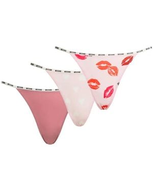 Moschino Drie Microvezel Strings - Roze