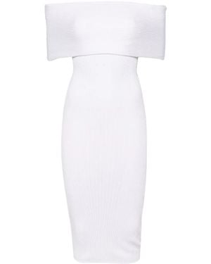 Mugler オフショルダー ニットドレス - ホワイト