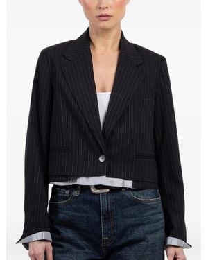 WE-AR4 The Cocktail Pinstriped Single-Breasted Jacket - Black