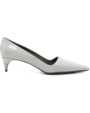BERNADETTE Patent-Leather Point-Toe Heeled Pumps - White
