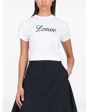 Loewe T-Shirt À Logo Brodé - White