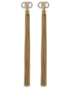 Liu Jo Crystal-Embellished Chain-Fringe Earrings - White