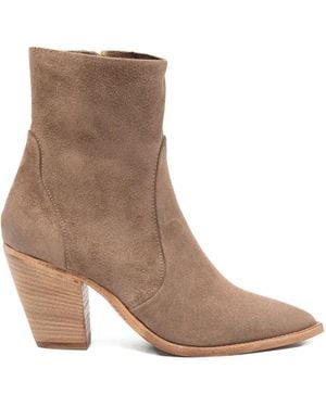 Julie Dee Pointed Heeled Ankle Boots - Brown