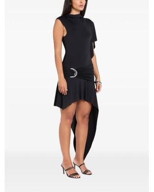 De La Vali Titan Asymmetric-Hem Ruched Mini Dress - Black