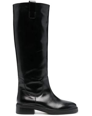 Aeyde Henry Leather Knee Boots - Black