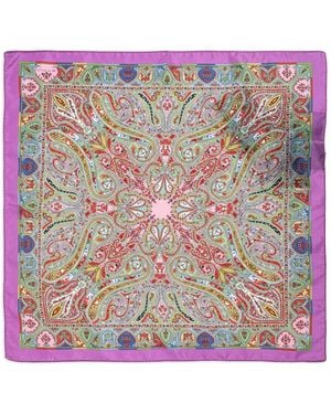Etro Paisley-Pattern Silk Scarf - Purple