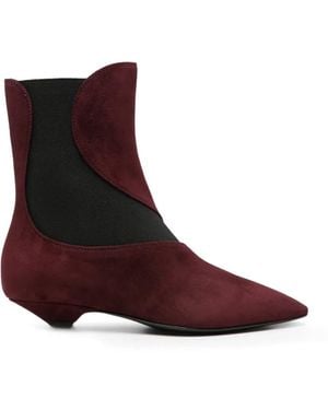 Sergio Rossi Pointed-Toe Paneled Ankle Boots - Brown