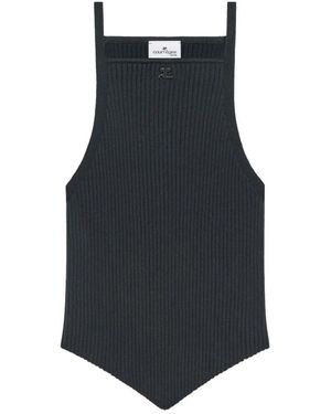 Courreges Ribbed Pointed-Hem Tank Top - Blue