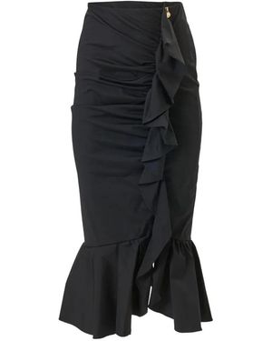 Carolina Herrera Ruched Pencil Skirt With Ruffle - Black