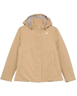 K-Way Marlette Hooded Logo-Patch Jacket - Natural