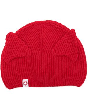 Charles Jeffrey Ears-Detail Beanie Hat - Red