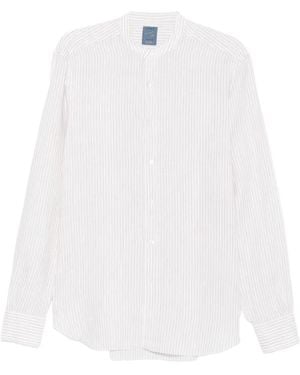 Barba Napoli Chemise Sans Col À Rayures - White