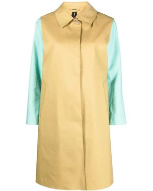 Mackintosh Colour-Block Cotton Coat - Yellow