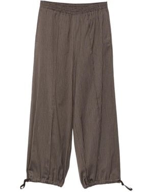 Alysi Pinstripe-Print Drawstring-Hem Pants - Brown