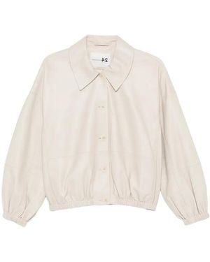 Manzoni 24 Button-Fastening Leather Jacket - White