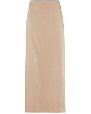 Brunello Cucinelli Satin Maxi Skirt - Natural