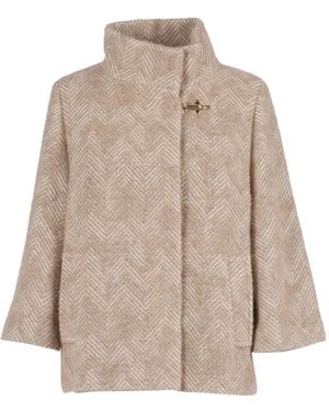 Fay Hook Herringbone Jacket - Natural