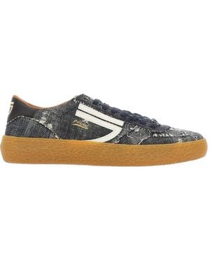 PURAAI Frayed-Edge Denim-Effect Trainers - Blue