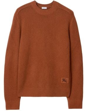 Burberry Elbow-Patch Equestrian-Knight Cashmere Jumper - Brown