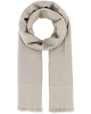 Gucci Gg Jacquard Fringed Scarf - White