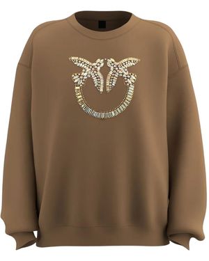 Pinko ビジュートリム スウェットシャツ - ブラウン