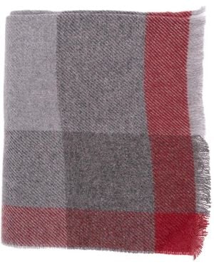 Brunello Cucinelli Checked Frayed-Edge Scarf - Purple