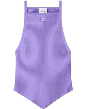 Courreges Pointy Rib-Knit Tank Top - Purple