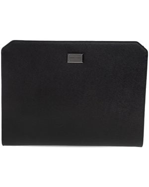 Emporio Armani Logo-plaque Leather Clutch Bag - ブラック