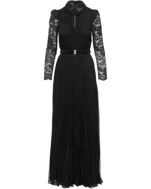 Nissa Lace-Panel Silk Maxi Dress - Black