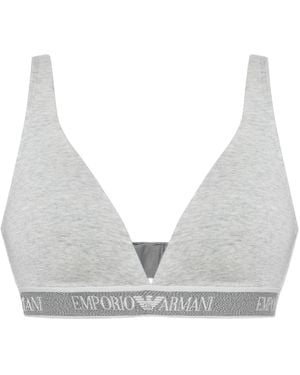 Emporio Armani Logo-Band Triangle Bra - White