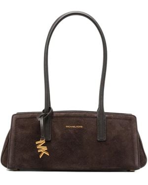 MICHAEL Michael Kors Laila Suede Logo-Plaque Shoulder Bag - White