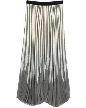 ROSSO35 Falda Plisada A Rayas - Gris