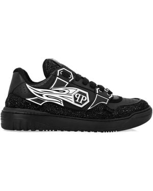 Philipp Plein Leather Low-Top Trainers Moon Walker - Black