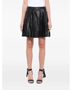 Neil Barrett Pleated Leather Mini Skirt - Black