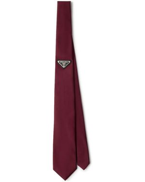 Prada Triangle-Logo Gabardine Tie - Purple