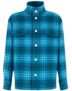 Umit Benan St. Moritz Check Cashmere Jacket - Blue