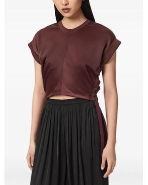 AllSaints Mira Cropped Satin Drawcord T-Shirt - Red