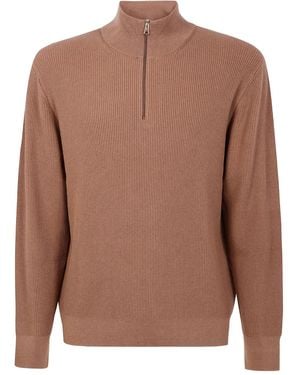 Paul Smith Jumper Zip Neck - Brown