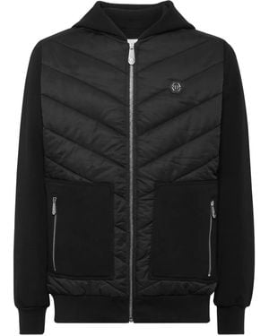 Philipp Plein Quilted Hooded Jacket - Black