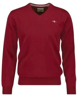 GANT エンブロイダリー Vネック セーター - レッド