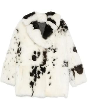 Liska Dalmatian-Print Lambskin Jacket - White