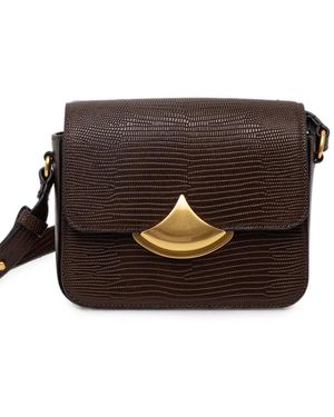 Sessun Diviluz Lizard-Effect Leather Shoulder Bag - Brown