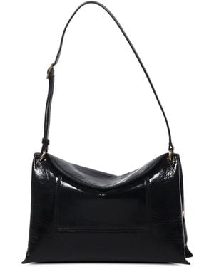 Wandler Penelope Patent-Finish Leather Shoulder Bag - Black