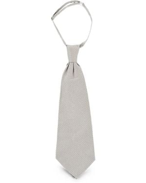 Corneliani Textured Silk Pointed-Tip Tie - White